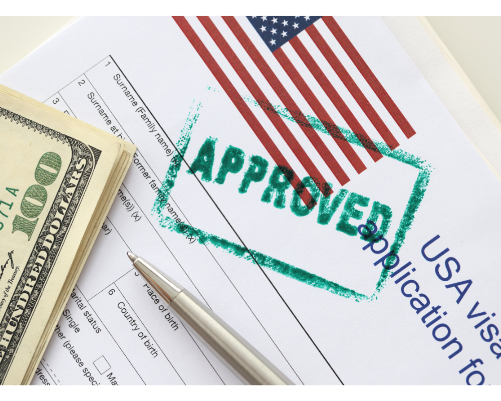An image of an approved US visa application