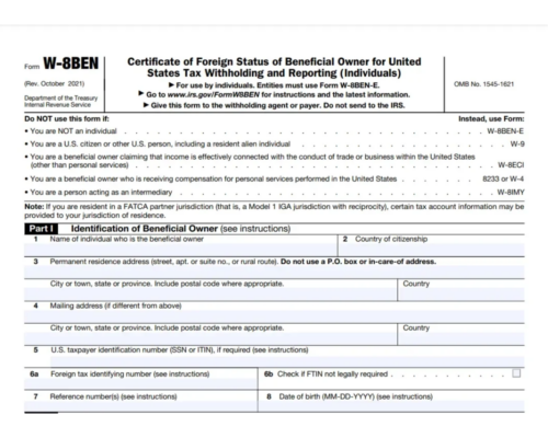 Tax Forms Note for Contractors — W-8BEN at a Glance